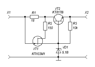Стабилизатор тока на кп303 схема
